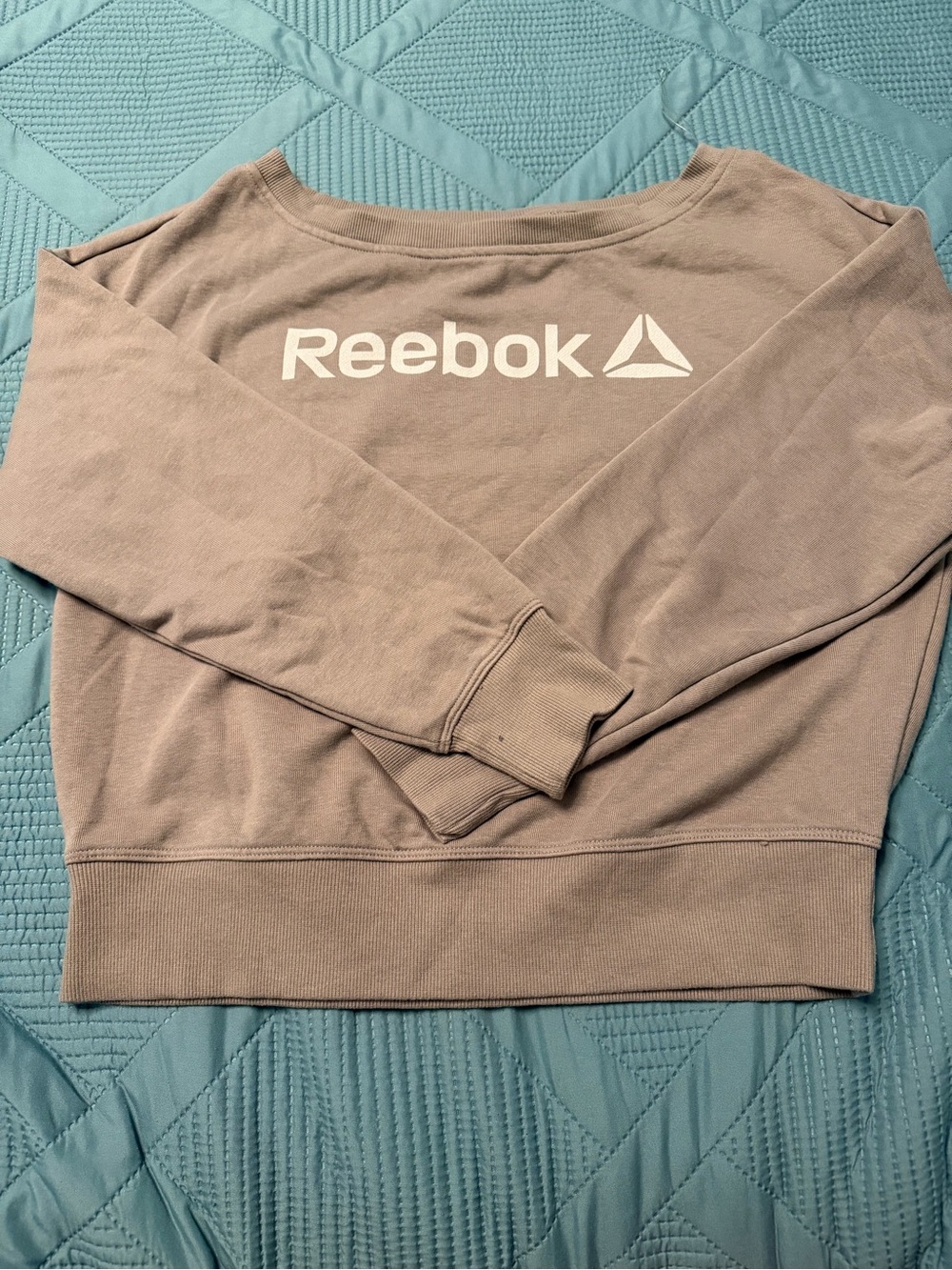 Reebok Men's Taupe Crewneck Sweatshirt with White Logo